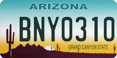 AZ license plate BNY0310