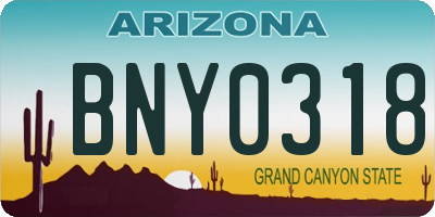 AZ license plate BNY0318