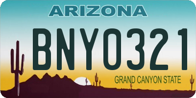 AZ license plate BNY0321