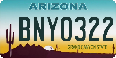 AZ license plate BNY0322