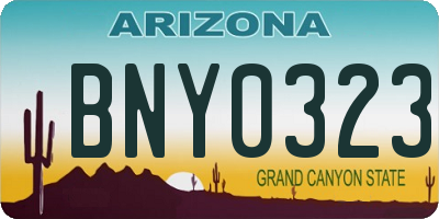 AZ license plate BNY0323