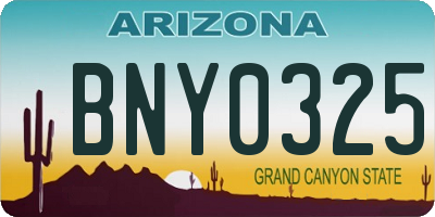 AZ license plate BNY0325
