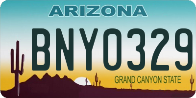 AZ license plate BNY0329