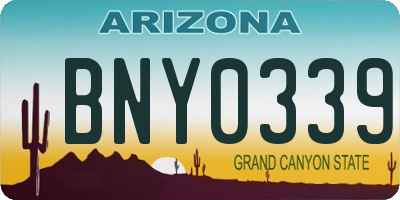 AZ license plate BNY0339