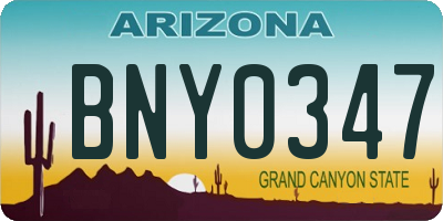 AZ license plate BNY0347