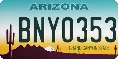 AZ license plate BNY0353