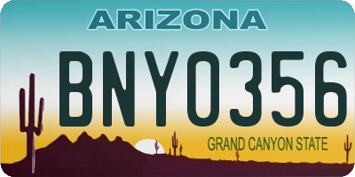 AZ license plate BNY0356