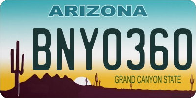 AZ license plate BNY0360