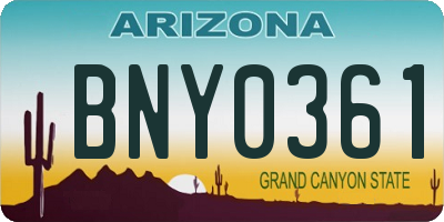AZ license plate BNY0361