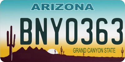 AZ license plate BNY0363