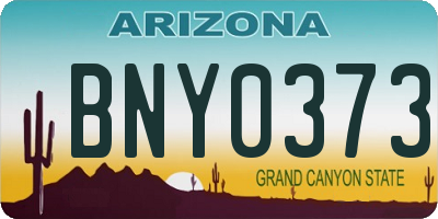 AZ license plate BNY0373