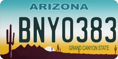 AZ license plate BNY0383