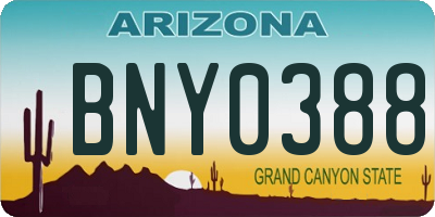 AZ license plate BNY0388