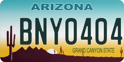 AZ license plate BNY0404