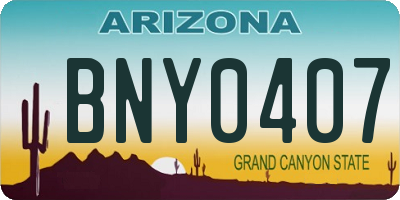 AZ license plate BNY0407