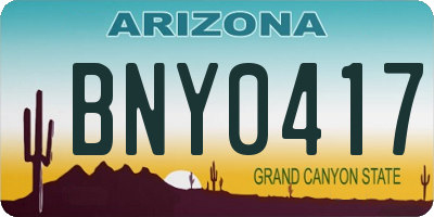 AZ license plate BNY0417