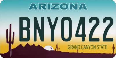 AZ license plate BNY0422