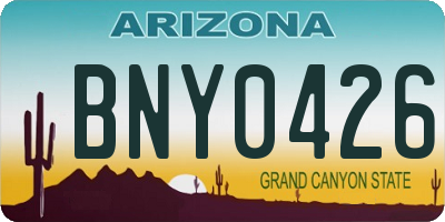 AZ license plate BNY0426