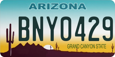 AZ license plate BNY0429
