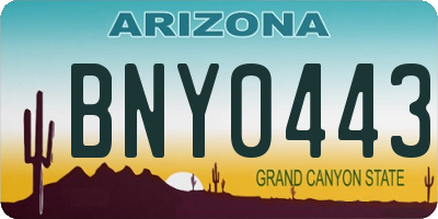 AZ license plate BNY0443