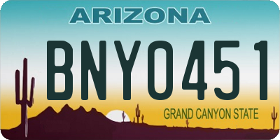 AZ license plate BNY0451