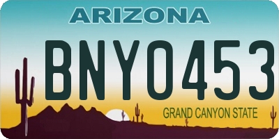 AZ license plate BNY0453