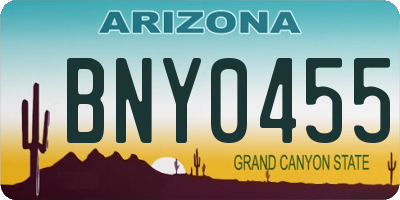 AZ license plate BNY0455