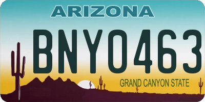 AZ license plate BNY0463