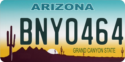 AZ license plate BNY0464