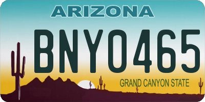 AZ license plate BNY0465