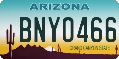 AZ license plate BNY0466