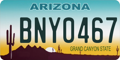 AZ license plate BNY0467