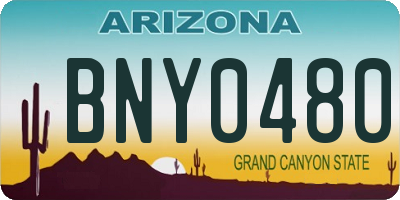 AZ license plate BNY0480