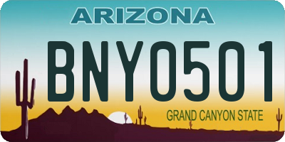 AZ license plate BNY0501