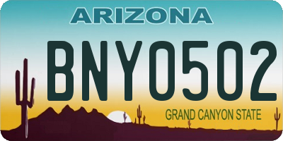 AZ license plate BNY0502