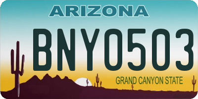 AZ license plate BNY0503