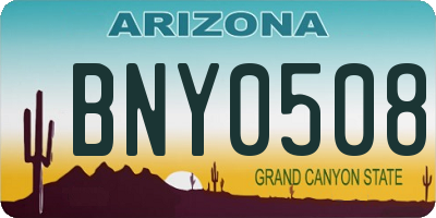 AZ license plate BNY0508