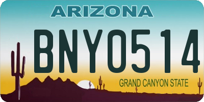 AZ license plate BNY0514