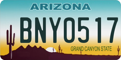 AZ license plate BNY0517