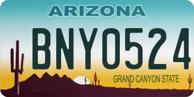 AZ license plate BNY0524