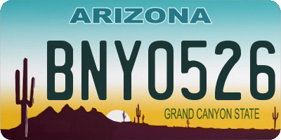 AZ license plate BNY0526