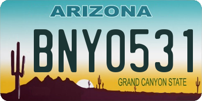 AZ license plate BNY0531
