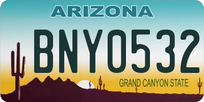 AZ license plate BNY0532