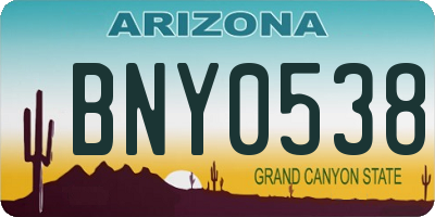 AZ license plate BNY0538