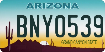 AZ license plate BNY0539