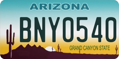 AZ license plate BNY0540