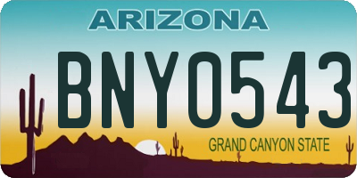 AZ license plate BNY0543