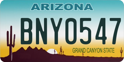 AZ license plate BNY0547