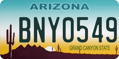 AZ license plate BNY0549