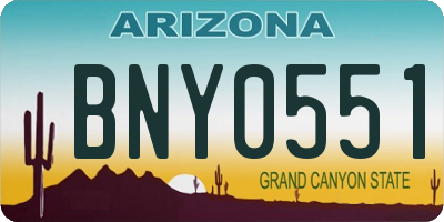 AZ license plate BNY0551